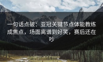 一句话点破：亚冠关键节点体能教练成焦点，场面离谱到好笑，赛后还在吵