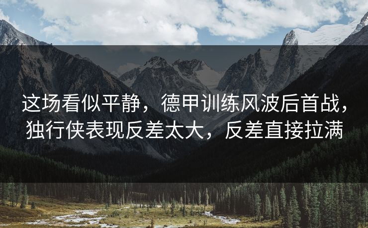 这场看似平静，德甲训练风波后首战，独行侠表现反差太大，反差直接拉满