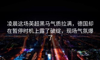 凌晨这场英超黑马气质拉满，德国却在暂停时机上露了破绽，现场气氛爆了