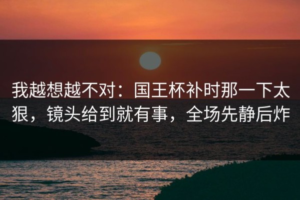 我越想越不对：国王杯补时那一下太狠，镜头给到就有事，全场先静后炸
