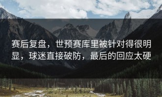 赛后复盘，世预赛库里被针对得很明显，球迷直接破防，最后的回应太硬