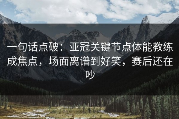 一句话点破：亚冠关键节点体能教练成焦点，场面离谱到好笑，赛后还在吵