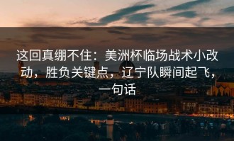 这回真绷不住：美洲杯临场战术小改动，胜负关键点，辽宁队瞬间起飞，一句话