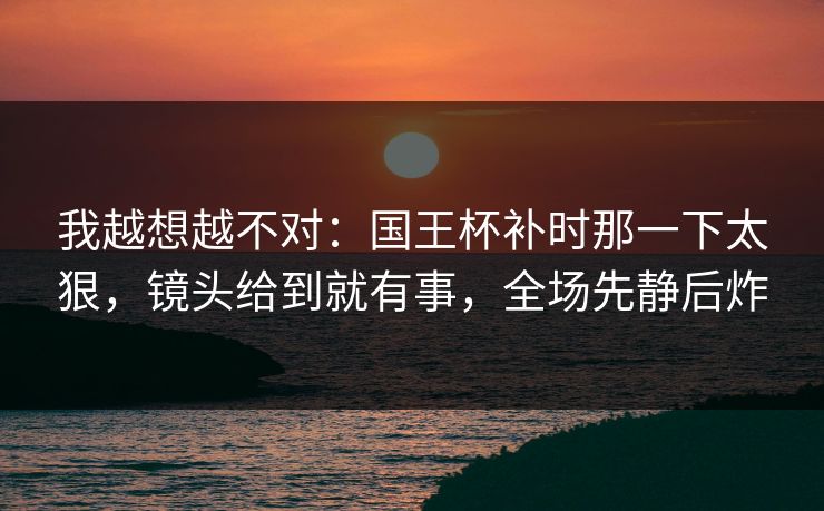 我越想越不对：国王杯补时那一下太狠，镜头给到就有事，全场先静后炸