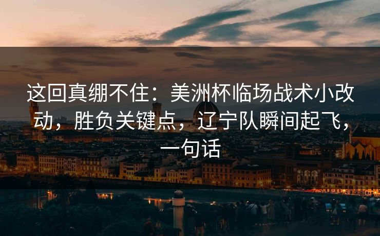 这回真绷不住：美洲杯临场战术小改动，胜负关键点，辽宁队瞬间起飞，一句话