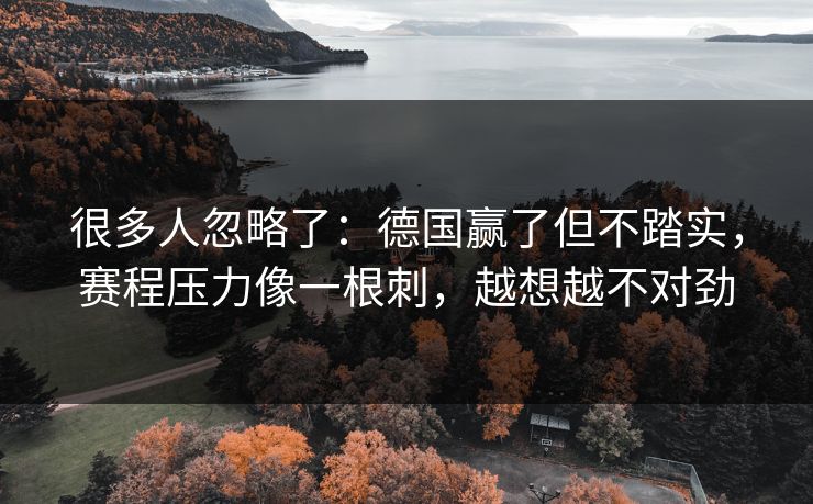 很多人忽略了：德国赢了但不踏实，赛程压力像一根刺，越想越不对劲